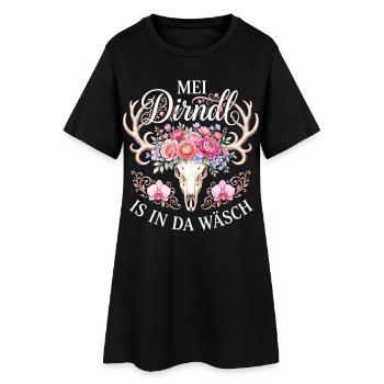 Mei Dirndl is in da Wäsch Trachtenshirt Damen - Frauen T-Shirt-Kleid - Schwarz - Vorne