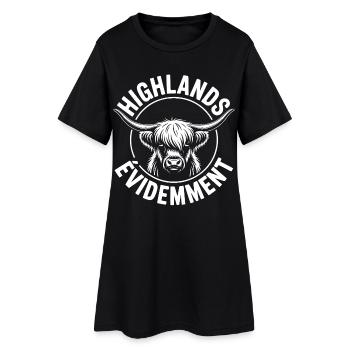 Vache Highland Écossaise – Highland Cow - Robe T-shirt Femme - noir - Devant