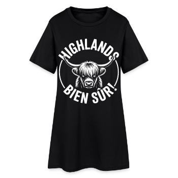 Highland Cow Bien Sûr - Robe T-shirt Femme - noir - Devant