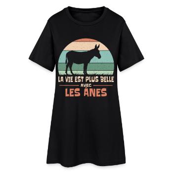 La Vie Est Plus Belle Avec Les Ânes Humour Animal - Robe T-shirt Femme - noir - Devant
