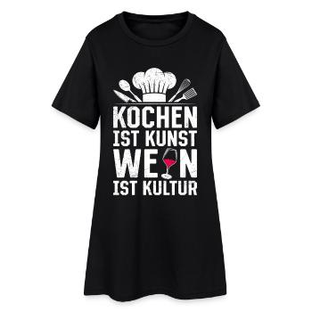 Chef : LA CUISINE EST UN ART, LE VIN EST LA CULTURE - Robe T-shirt Femme - noir - Devant