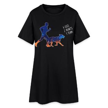 Canicross 6 Legs - Frauen T-Shirt-Kleid - Schwarz - Vorne