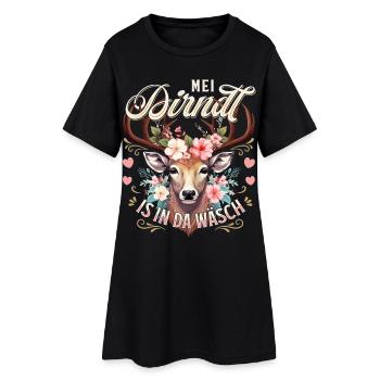 Tracht Ersatz Dirndl Shirt Damen Trachtenshirt - Frauen T-Shirt-Kleid - Schwarz - Vorne