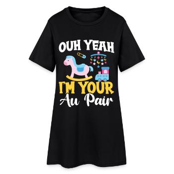 Baby-sitter Travailleuse au pair d’appréciation familiale - Robe T-shirt Femme - noir - Devant