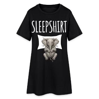 Chemise de nuit éléphant - Robe T-shirt Femme - noir - Devant