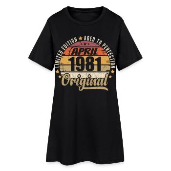 Cadeau D'anniversaire Avril 1981 - Robe T-shirt Femme - noir - Devant