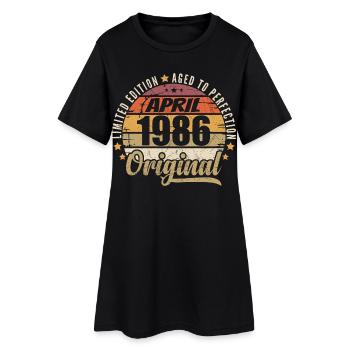 Cadeau D'anniversaire Avril 1986 - Robe T-shirt Femme - noir - Devant
