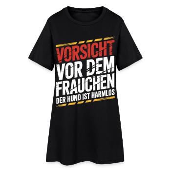 Hund Spruch T-Shirt – Vorsicht Vor Dem Frauchen - Frauen T-Shirt-Kleid - Schwarz - Vorne