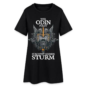Wer Odin folgt fürchtet keinen Sturm - Frauen T-Shirt-Kleid - Schwarz - Vorne