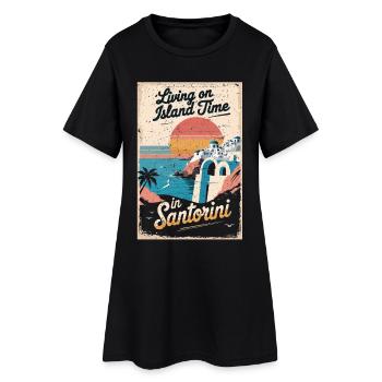 Temps sur l’île à Santorin - Robe T-shirt Femme - noir - Devant