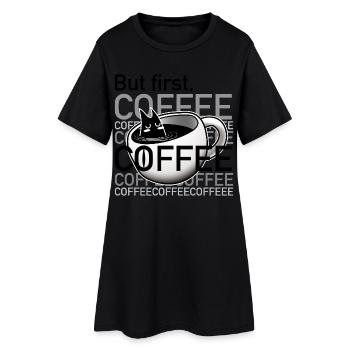Sleepy_Coffee_cat_in_cup - Women’s T-Shirt Dress - black - Front