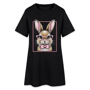 Petit lapin mignon avec des lunettes – Design de lapin drôle - Robe T-shirt Femme - noir - Devant
