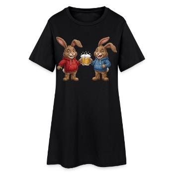 Easter Bunny Beer Bunny Party Celebrate Cheers Easter - Women’s T-Shirt Dress - black - Front