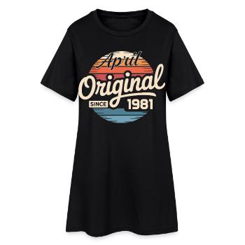 Né en avril 1981 - 45e anniversaire en avril 1981 - Robe T-shirt Femme - noir - Devant