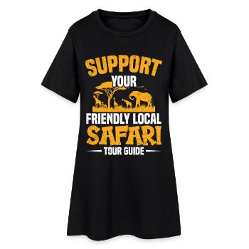 Safari-Guide Reisekostüm Afrikanisch - Frauen T-Shirt-Kleid - Schwarz - Vorne