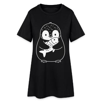 Poisson-pingouin, animal mignon - Robe T-shirt Femme - noir - Devant