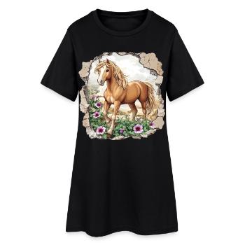 Cheval - Robe T-shirt Femme - noir - Devant
