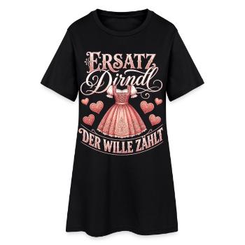 Trachtenshirt Damen Trachten T-Shirt Dirndl Outfit - Frauen T-Shirt-Kleid - Schwarz - Vorne