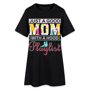 Juste une bonne maman avec une cagoule Chemise de playlist - Robe T-shirt Femme - noir - Devant