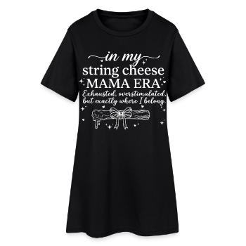 String Cheese Mama erschöpft, aber glücklich Hemd - Frauen T-Shirt-Kleid - Schwarz - Vorne