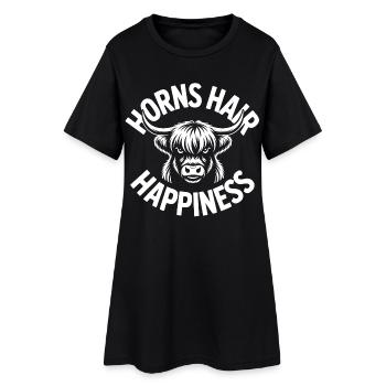 Cornes, Cheveux, Bonheur, Highlands, - Robe T-shirt Femme - noir - Devant
