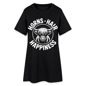 Cornes, Cheveux, Bonheur, Highlands, - Robe T-shirt Femme - noir - Devant