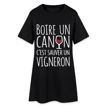 Boire Un C’est Sauver Un Vigneron Humour Vin - Robe T-shirt Femme - noir - Devant
