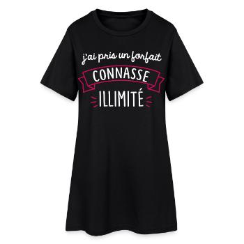 Forfait Illimité Humour Femme Sans Filtre - Robe T-shirt Femme - noir - Devant