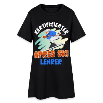 Skifahren ZERTIFIZIERTER APRES-SKI LEHRER Lustig - Frauen T-Shirt-Kleid - Schwarz - Vorne