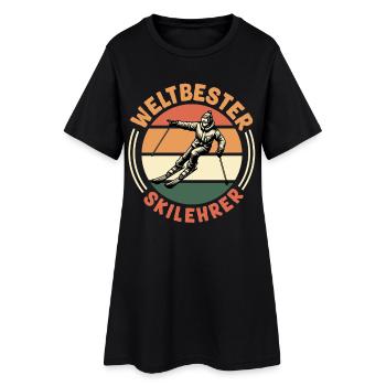 Skifahren WELTBESTER SKILEHRER Lustiges - Frauen T-Shirt-Kleid - Schwarz - Vorne