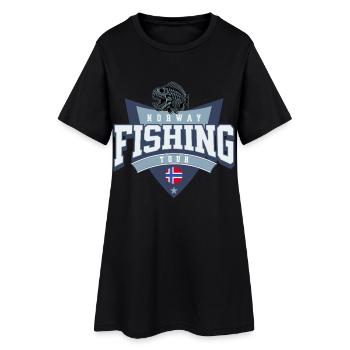 Voyage de pêche en Norvège - Robe T-shirt Femme - noir - Devant