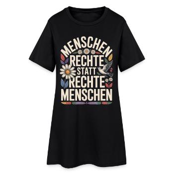 Menschenrechte statt rechte Menschen Statement - Frauen T-Shirt-Kleid - Schwarz - Vorne