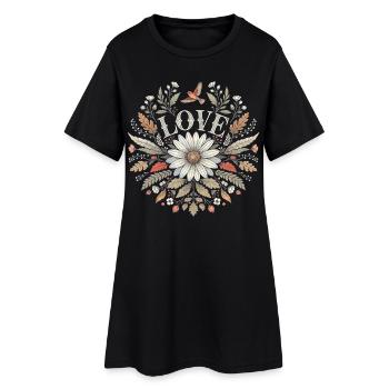 Motif fleur d’amour cadeau pour partenaires amoureux - Robe T-shirt Femme - noir - Devant
