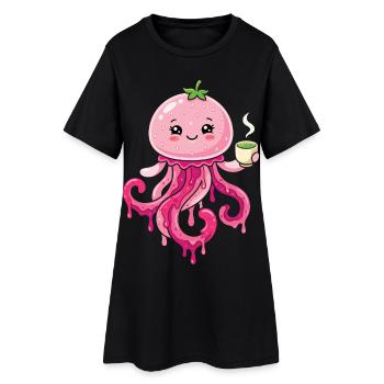 Méduse matcha de Kawaii mignonne - Robe T-shirt Femme - noir - Devant
