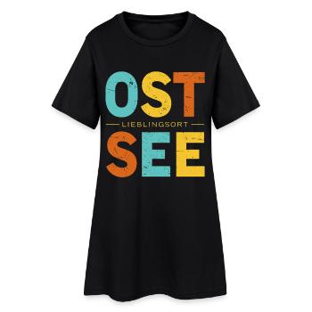 Mein Lieblingsort Ostsee Retro Küsten Design - Frauen T-Shirt-Kleid - Schwarz - Vorne