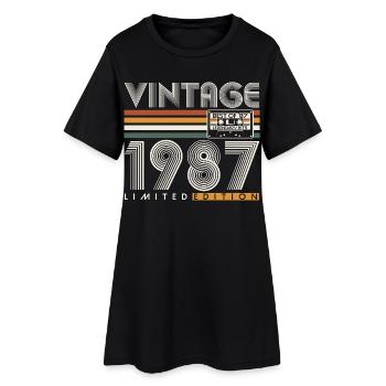 Cadeau d’anniversaire vintage rétro vintage 1987 - Robe T-shirt Femme - noir - Devant