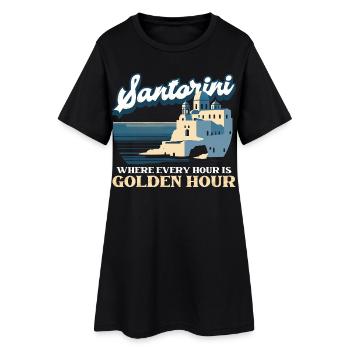 Santorin où chaque heure est l’heure dorée - Robe T-shirt Femme - noir - Devant