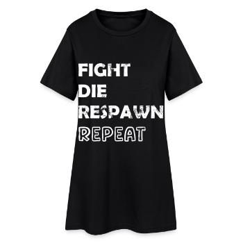 Fight Die Respawn Repeat Gaming Motiv - Frauen T-Shirt-Kleid - Schwarz - Vorne