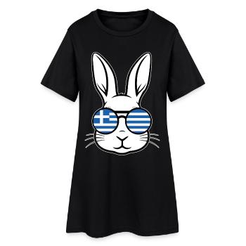 Greek Easter Greek Flag Easter Rabbit Bunny - Women’s T-Shirt Dress - black - Front