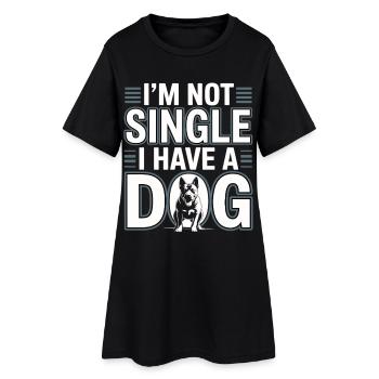Je ne suis pas célibataire – j’ai un chien - Robe T-shirt Femme - noir - Devant
