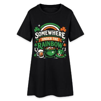 Under The Rainbow | St. Patrick's Day - Frauen T-Shirt-Kleid - Schwarz - Vorne