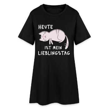 Heute ist mein Lieblingstag – Schlaf Katzen Spruch - Frauen T-Shirt-Kleid - Schwarz - Vorne
