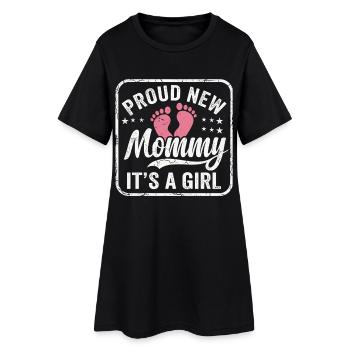 Werdende Mama & Mutter, Geburt Tochter Mädchen - Frauen T-Shirt-Kleid - Schwarz - Vorne