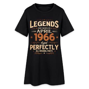 60th Birthday Gift Husband April 1966 Legendary - Women’s T-Shirt Dress - black - Front