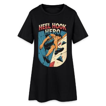 Indoor Klettern Indoorklettern Heel Hook Hero - Frauen T-Shirt-Kleid - Schwarz - Vorne