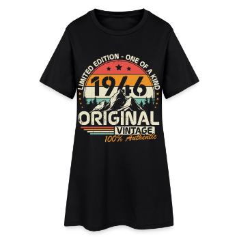 1946 Original Vintage Geburtstag Geschenk - Frauen T-Shirt-Kleid - Schwarz - Vorne