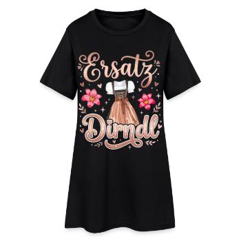 Trachtenshirt Damen Ersatz Dirndl Shirt Trachten - Frauen T-Shirt-Kleid - Schwarz - Vorne