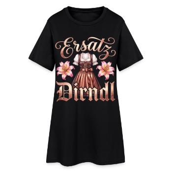 Ersatz Dirndl T-Shirt Tracht Damen Trachtenshirt - Frauen T-Shirt-Kleid - Schwarz - Vorne