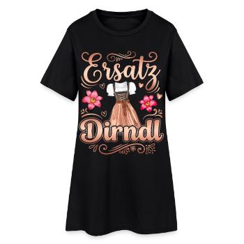 Ersatz Dirndl T-Shirt Tracht Damen Trachtenshirt - Frauen T-Shirt-Kleid - Schwarz - Vorne