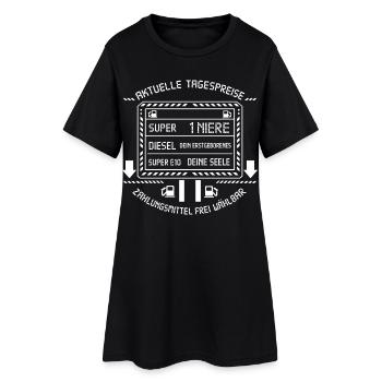 Tagespreise Spritpreise - Frauen T-Shirt-Kleid - Schwarz - Vorne